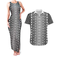 Black Samoa Malu Tattoo Inspired Couples Matching Tank Maxi Dress and Hawaiian Shirt - Polynesian Pride