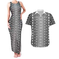 Black Samoa Malu Tattoo Inspired Couples Matching Tank Maxi Dress and Hawaiian Shirt LT05 Black - Polynesian Pride