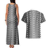 Black Samoa Malu Tattoo Inspired Couples Matching Tank Maxi Dress and Hawaiian Shirt LT05 - Polynesian Pride