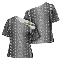 Black Samoa Malu Tattoo Inspired Cross Shoulder Shirt - Polynesian Pride
