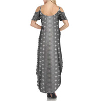 Black Samoa Malu Tattoo Inspired Family Matching Summer Maxi Dress and Hawaiian Shirt LT05 - Polynesian Pride