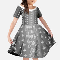 Black Samoa Malu Tattoo Inspired Kid Short Sleeve Dress LT05 KID Black - Polynesian Pride