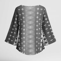 Black Samoa Malu Tattoo Inspired Kimono Sleeve Blouse LT05 - Polynesian Pride