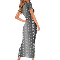 Black Samoa Malu Tattoo Inspired Short Sleeve Bodycon Dress LT05 - Polynesian Pride