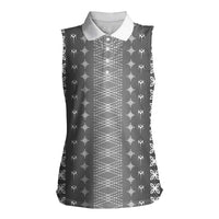 Black Samoa Malu Tattoo Inspired Women Sleeveless Polo Shirt - Polynesian Pride
