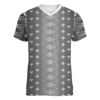 Black Samoa Malu Tattoo Inspired Women V-Neck T-Shirt LT05 Female Black - Polynesian Pride