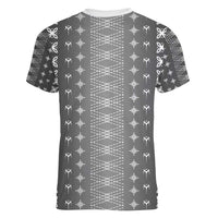 Black Samoa Malu Tattoo Inspired Women V-Neck T-Shirt LT05 - Polynesian Pride