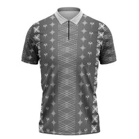 Black Samoa Malu Tattoo Inspired Zipper Polo Shirt LT05 Black - Polynesian Pride