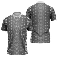 Black Samoa Malu Tattoo Inspired Zipper Polo Shirt LT05 - Polynesian Pride