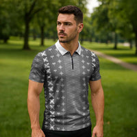 Black Samoa Malu Tattoo Inspired Zipper Polo Shirt - Polynesian Pride