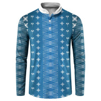 Blue Samoa Malu Tattoo Inspired Button Sweatshirt LT05 Blue - Polynesian Pride