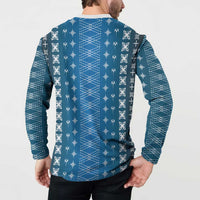 Blue Samoa Malu Tattoo Inspired Button Sweatshirt LT05 - Polynesian Pride