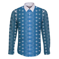 Blue Samoa Malu Tattoo Inspired Family Matching Long Sleeve Bodycon Dress and Hawaiian Shirt - Polynesian Pride