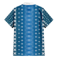 Blue Samoa Malu Tattoo Inspired Family Matching Off Shoulder Maxi Dress and Hawaiian Shirt - Polynesian Pride