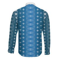 Blue Samoa Malu Tattoo Inspired Family Matching Off Shoulder Short Dress and Hawaiian Shirt - Polynesian Pride