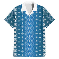 Blue Samoa Malu Tattoo Inspired Family Matching Summer Maxi Dress and Hawaiian Shirt LT05 Dad's Shirt - Short Sleeve Blue - Polynesian Pride