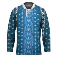 Blue Samoa Malu Tattoo Inspired Hockey Jersey - Polynesian Pride