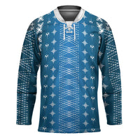 Blue Samoa Malu Tattoo Inspired Hockey Jersey LT05 Unisex Blue - Polynesian Pride