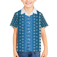 Blue Samoa Malu Tattoo Inspired Kid Hawaiian Shirt - Polynesian Pride