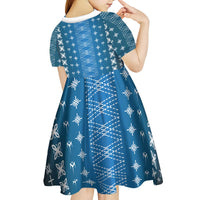 Blue Samoa Malu Tattoo Inspired Kid Short Sleeve Dress LT05 - Polynesian Pride