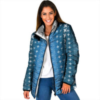 Blue Samoa Malu Tattoo Inspired Padded Jacket LT05 Women Blue - Polynesian Pride
