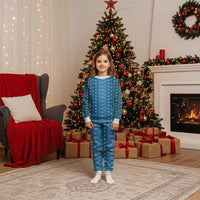 Blue Samoa Malu Tattoo Inspired Christmas Pajama Set LT05 Kid Blue - Polynesian Pride