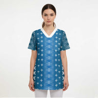 Blue Samoa Malu Tattoo Inspired Scrub Top LT05 - Polynesian Pride