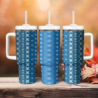 Blue Samoa Malu Tattoo Inspired Tumbler With Handle - Polynesian Pride