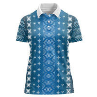 Blue Samoa Malu Tattoo Inspired Women Polo Shirt LT05 Female Blue - Polynesian Pride