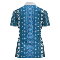 Blue Samoa Malu Tattoo Inspired Women Polo Shirt LT05 - Polynesian Pride