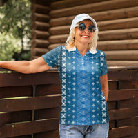 Blue Samoa Malu Tattoo Inspired Women Polo Shirt LT05 - Polynesian Pride