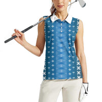 Blue Samoa Malu Tattoo Inspired Women Sleeveless Polo Shirt LT05 - Polynesian Pride