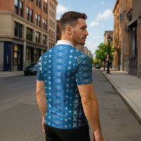 Blue Samoa Malu Tattoo Inspired Zipper Polo Shirt LT05 - Polynesian Pride