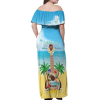 Hawaiian Ukulele Off Shoulder Maxi Dress Sound Of Happiness LT05 - Polynesian Pride