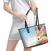National Ukulele Day Leather Tote Bag Tropical Vibe