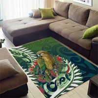 New Zealand Kea Bird Area Rug With Maori Koru Fern - Polynesian Pride