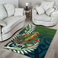 New Zealand Kea Bird Area Rug With Maori Koru Fern - Polynesian Pride