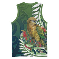 New Zealand Kea Bird Basketball Jersey With Maori Koru Fern LT05 - Polynesian Pride