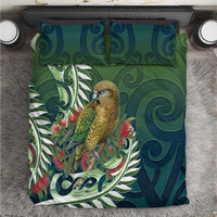 New Zealand Kea Bird Bedding Set With Maori Koru Fern LT05 Green - Polynesian Pride