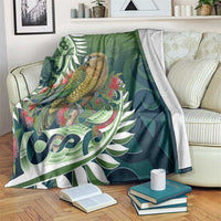 New Zealand Kea Bird Blanket With Maori Koru Fern LT05 Green - Polynesian Pride
