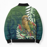 New Zealand Kea Bird Bomber Puffer Jacket With Maori Koru Fern LT05 - Polynesian Pride