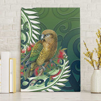 New Zealand Kea Bird Canvas Wall Art With Maori Koru Fern LT05 Without Frame Green - Polynesian Pride