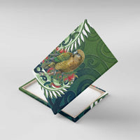 New Zealand Kea Bird Canvas Wall Art With Maori Koru Fern LT05 With Frame Green - Polynesian Pride