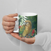 New Zealand Kea Bird Ceramic Mug With Maori Koru Fern LT05 - Polynesian Pride