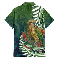New Zealand Kea Bird Family Matching Short Sleeve Bodycon Dress and Hawaiian Shirt With Maori Koru Fern - Polynesian Pride