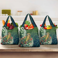 New Zealand Kea Bird Grocery Bag With Maori Koru Fern LT05 3-pack One Size Green - Polynesian Pride