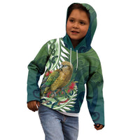 New Zealand Kea Bird Kid Hoodie With Maori Koru Fern LT05 - Polynesian Pride