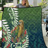 New Zealand Kea Bird Quilt With Maori Koru Fern - Polynesian Pride
