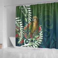New Zealand Kea Bird Shower Curtain With Maori Koru Fern LT05 - Polynesian Pride