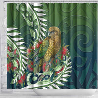 New Zealand Kea Bird Shower Curtain With Maori Koru Fern LT05 - Polynesian Pride